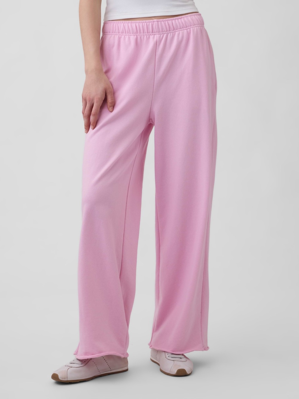 Gap VintageSoft Terry Wide-Leg Sweatpants Light Pink Size Medium Tall